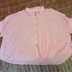 Zenana Outfitters Pink and White Striped Blouse